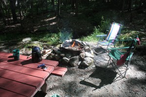 Our campsite in Boothbay Maine just after breakfast