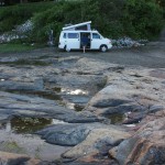 Van on the rocks